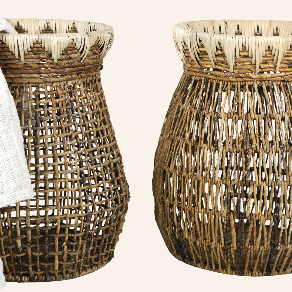 Panier en fibre de banane tressage carré