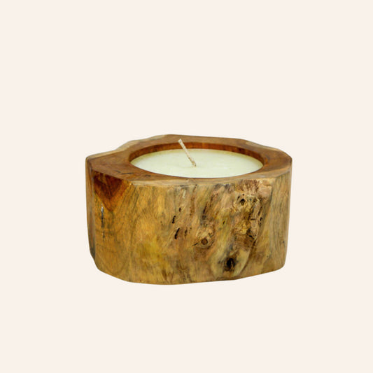 Bougie artisanale XL en bois de teck