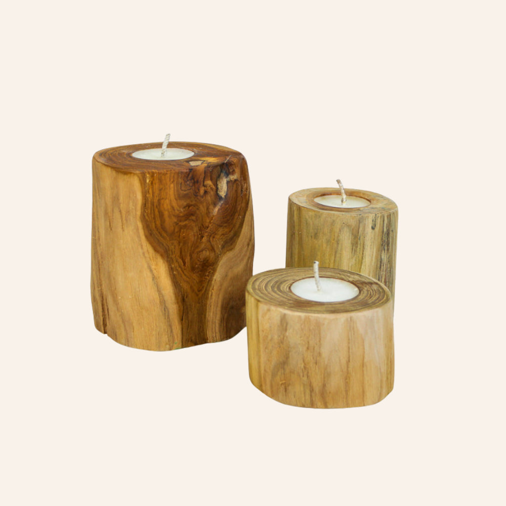 Bougie artisanale en bois de Teck