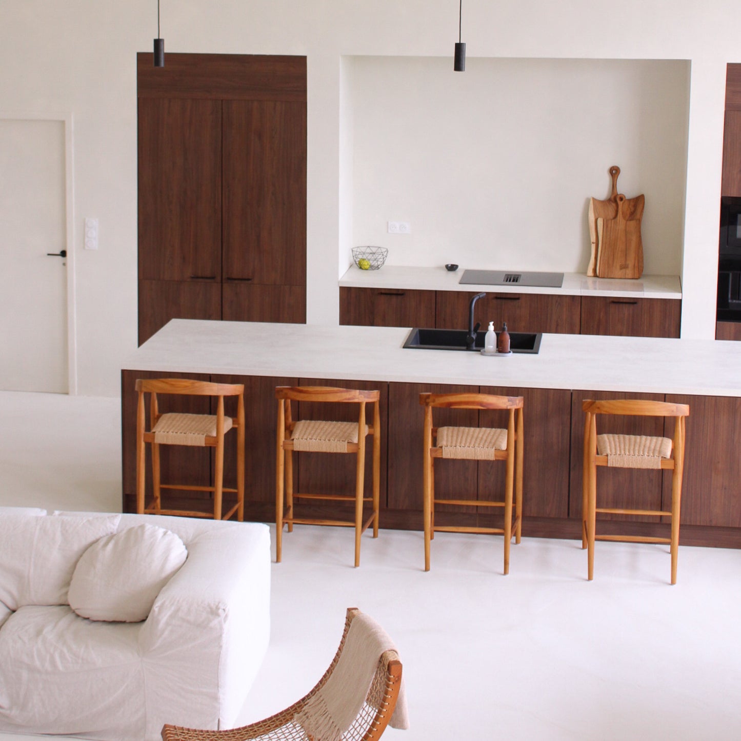 Chaise haute Selly en bois de teck