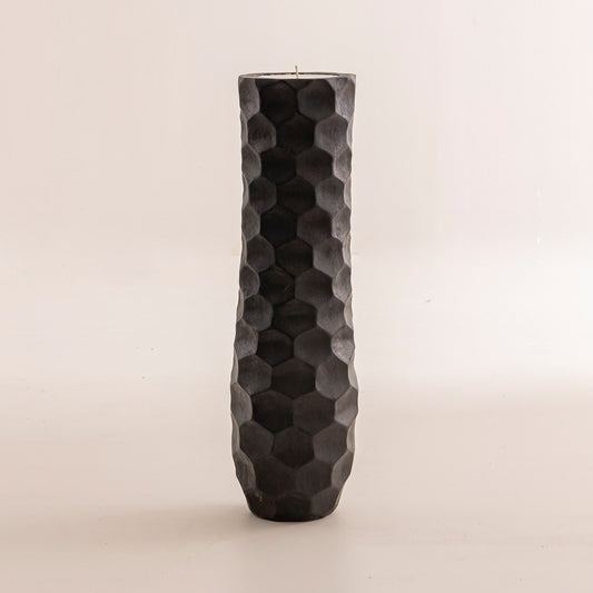 Bougie en bois de cocotier finition noire brûlée martelée - 80 cm