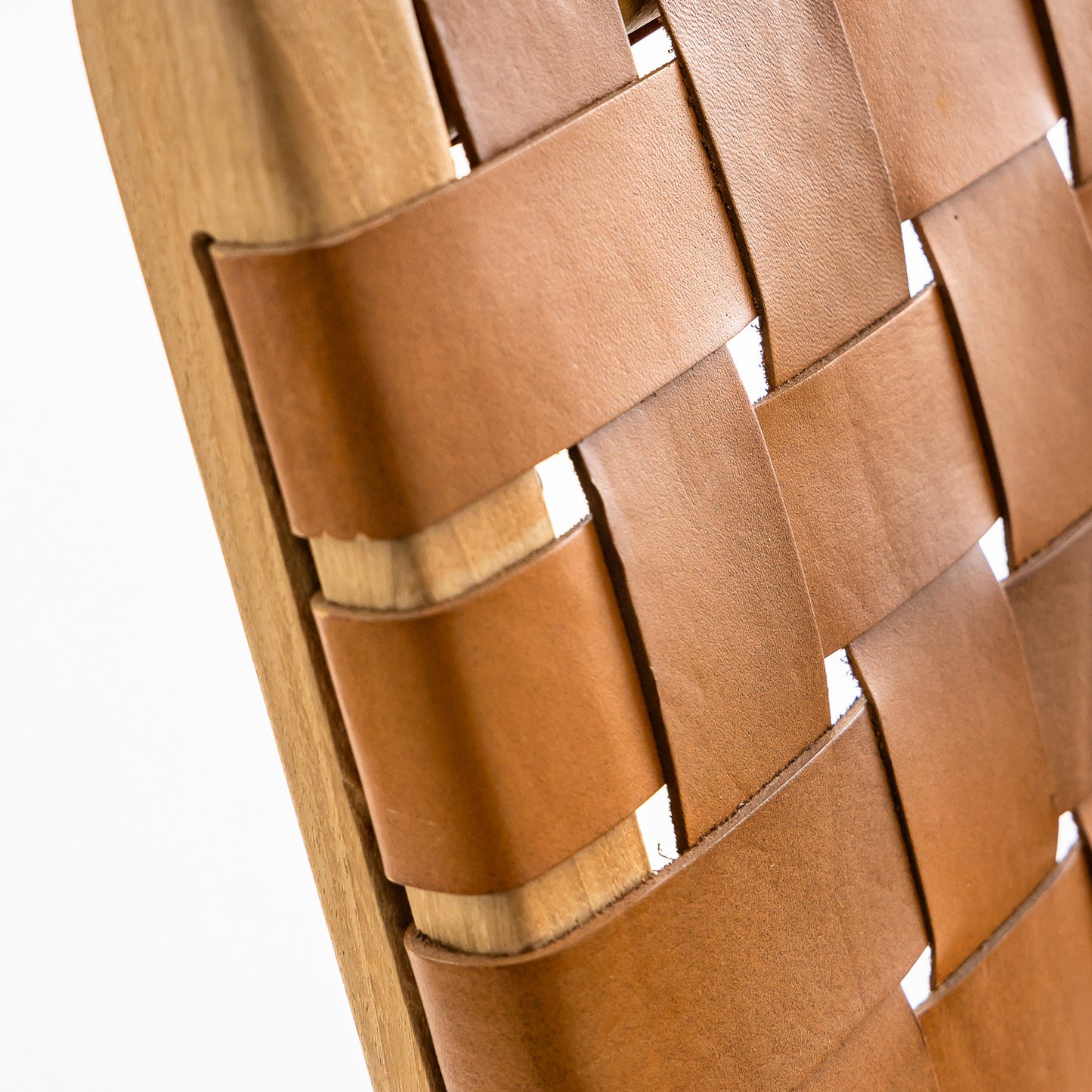 Chaise haute en bois de teck - Oka cuir marron