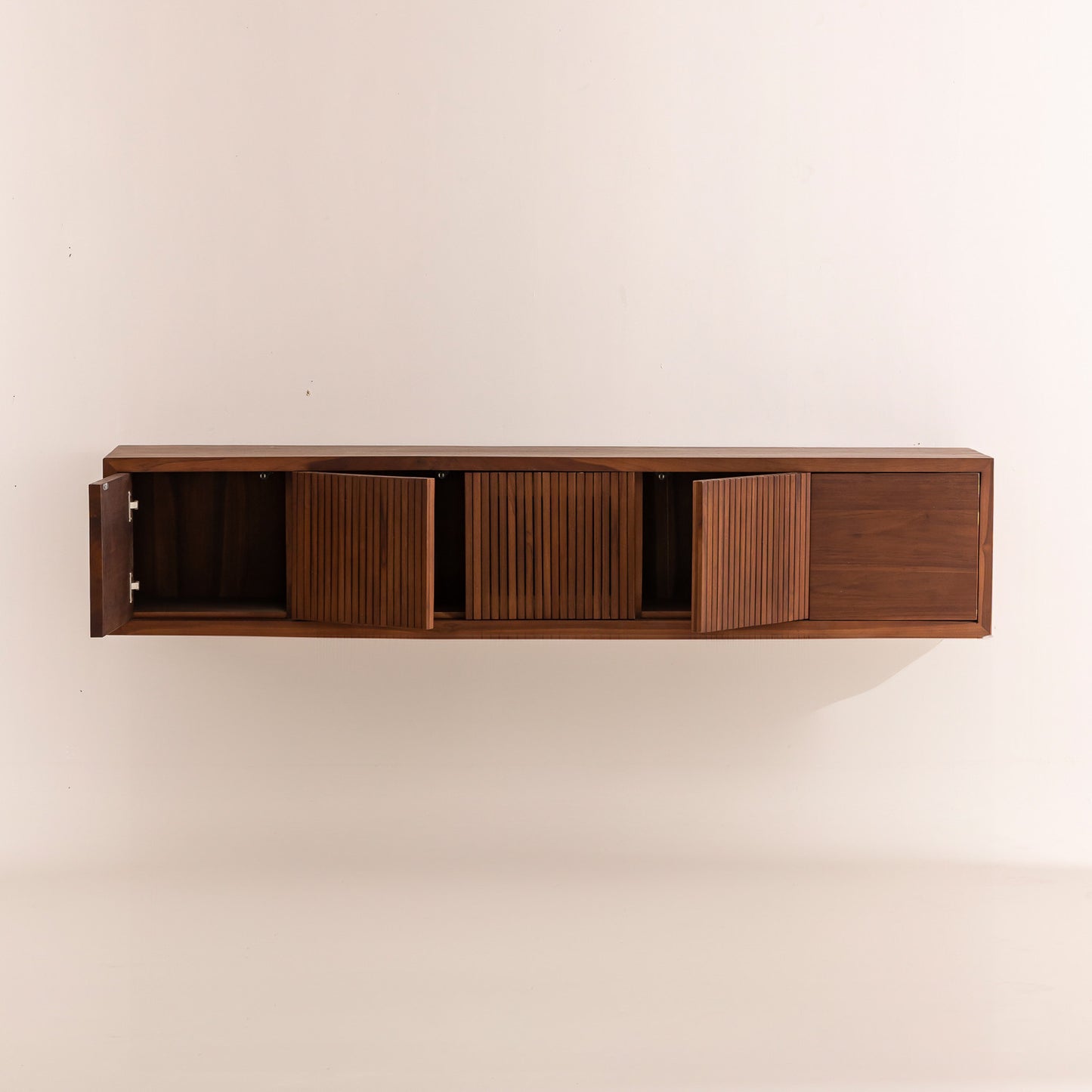 Meuble TV suspendu 5 portes en teck - 180cm