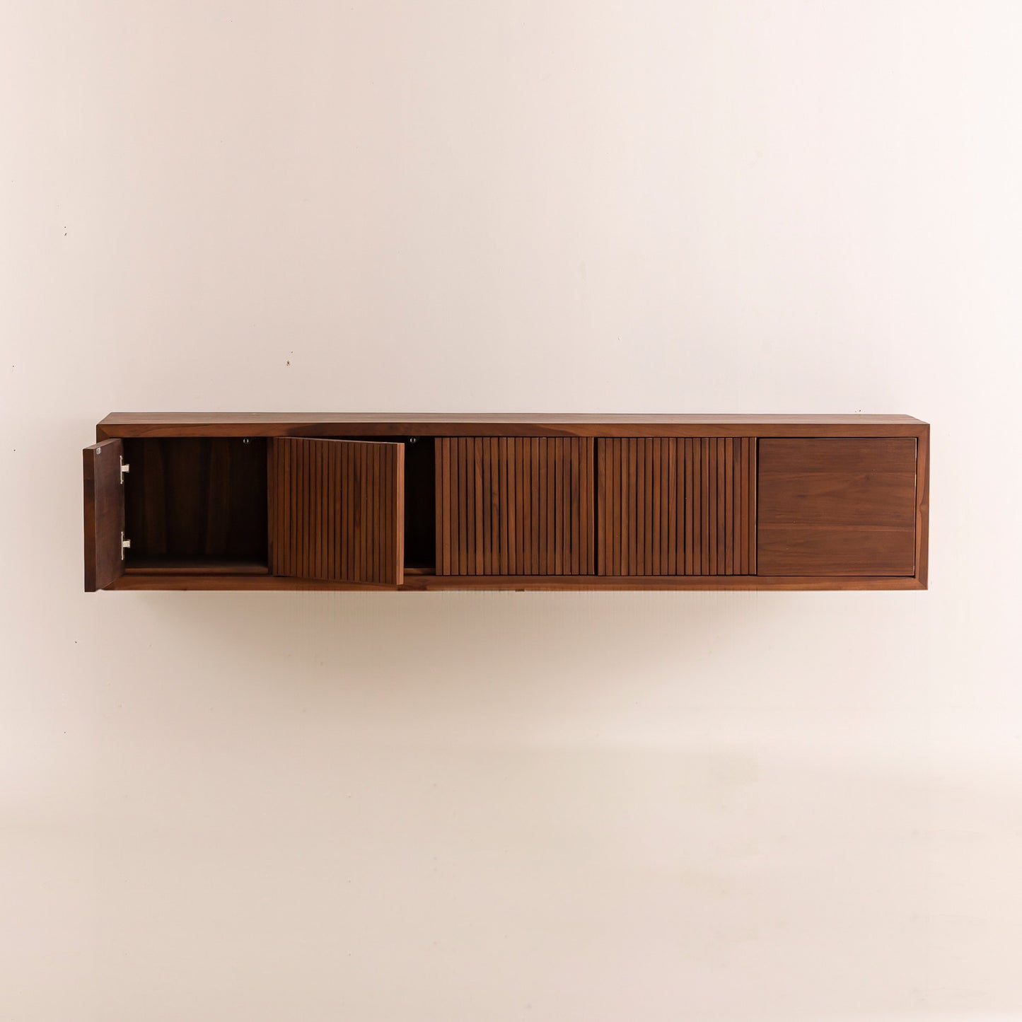 Meuble TV suspendu 5 portes en teck - 180cm