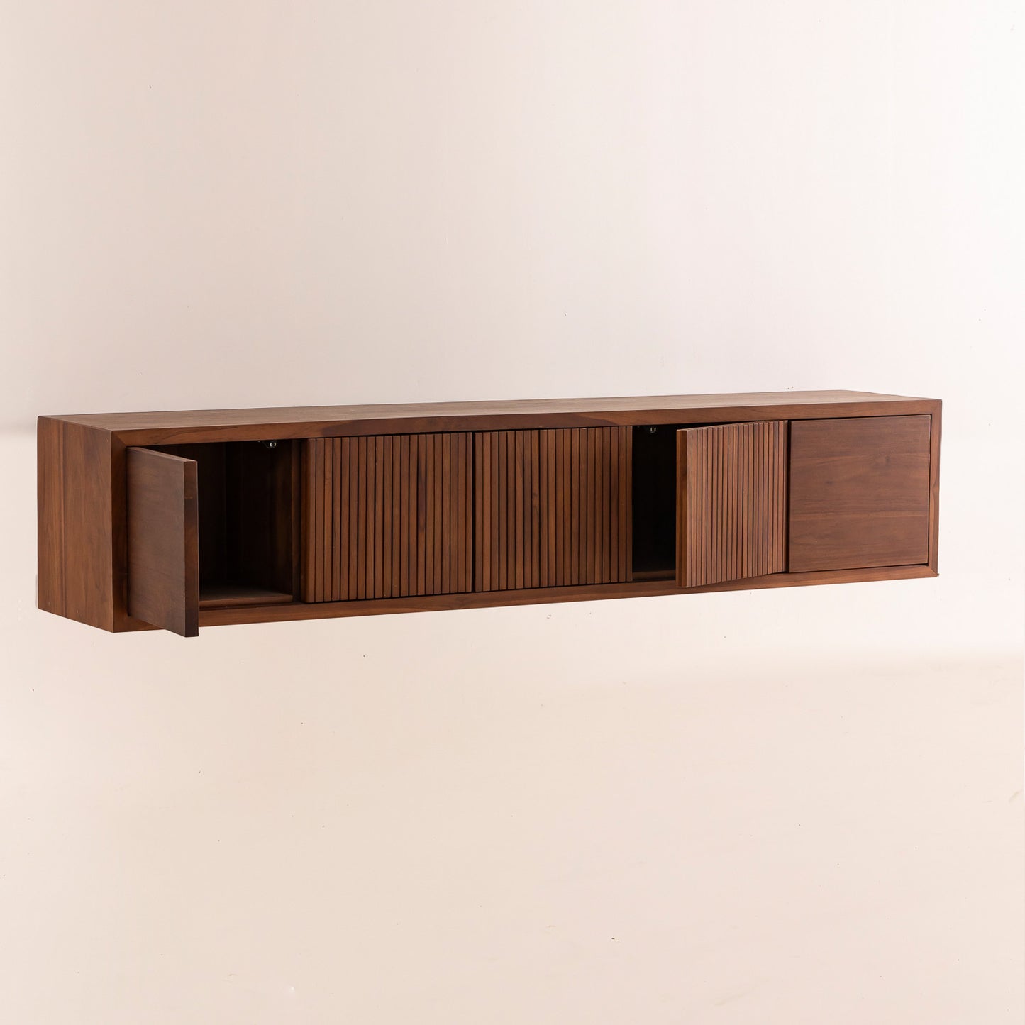 Meuble TV suspendu 5 portes en teck - 180cm