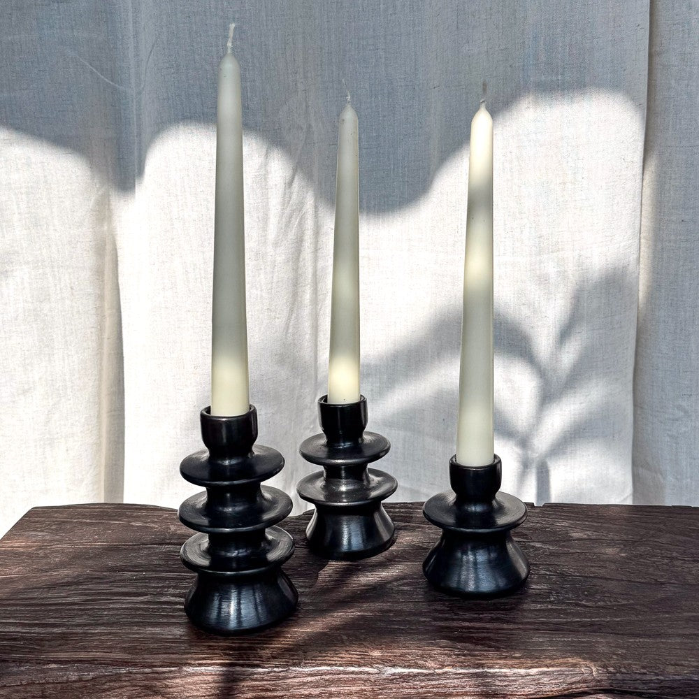 Bougeoir en céramique couleur noir