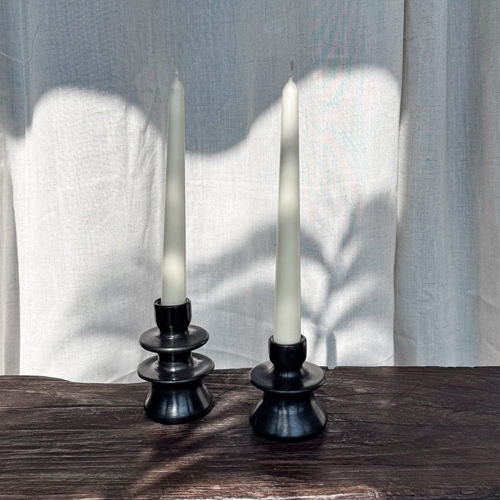 Bougeoir en céramique couleur noir