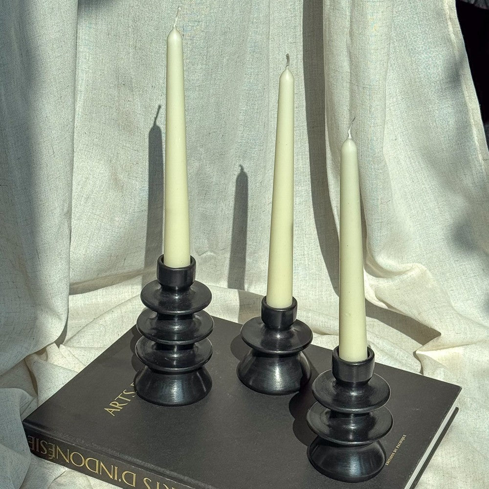 Bougeoir en céramique couleur noir