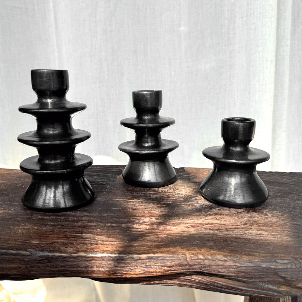 Bougeoir en céramique couleur noir