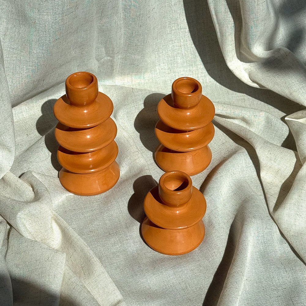 Bougeoir en céramique couleur orange