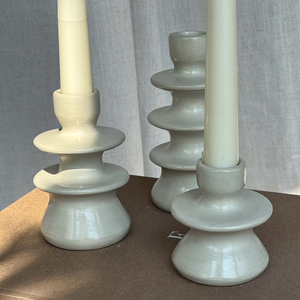 Bougeoir en céramique couleur écru