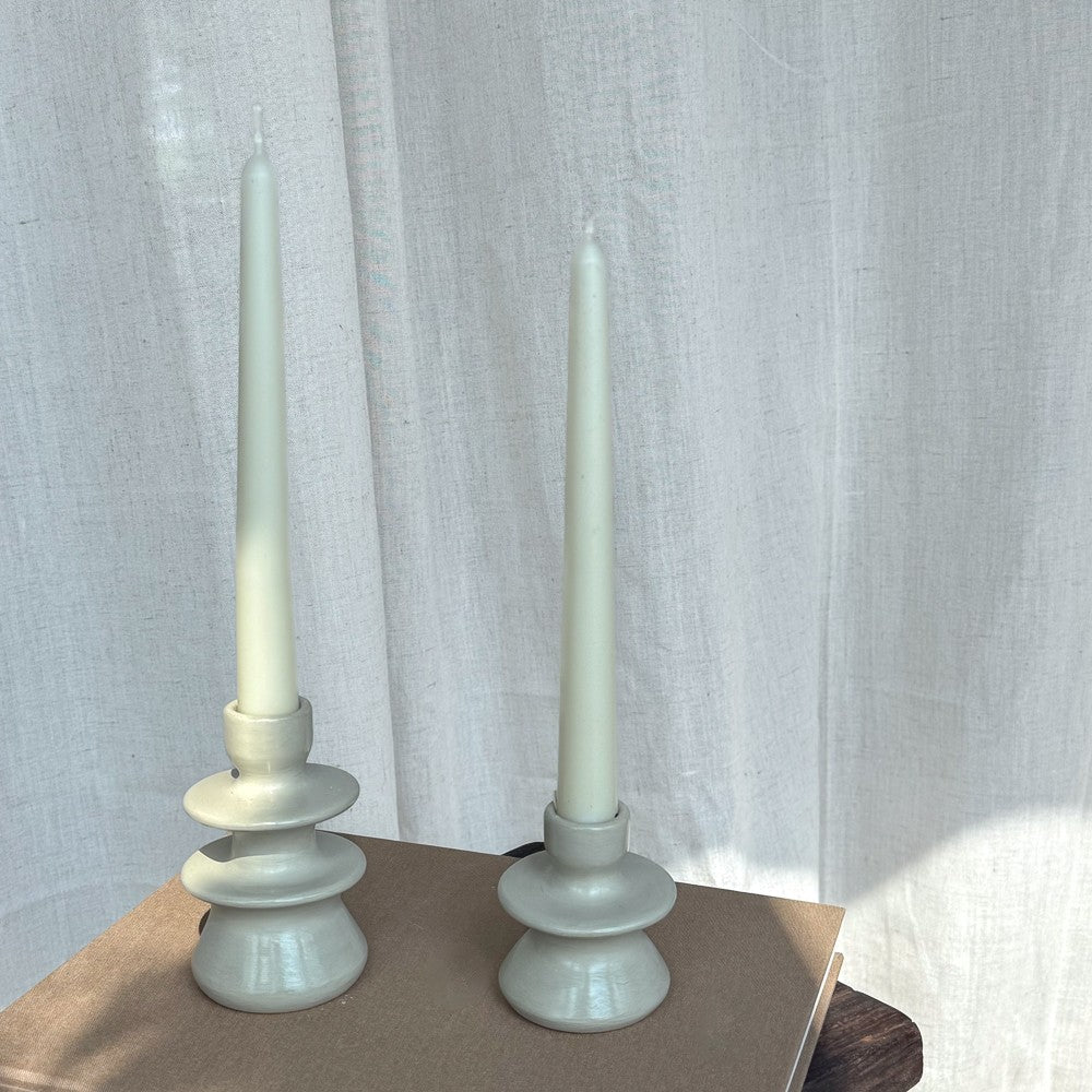 Bougeoir en céramique couleur écru