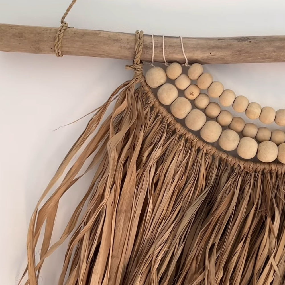 Tenture murale en raphia