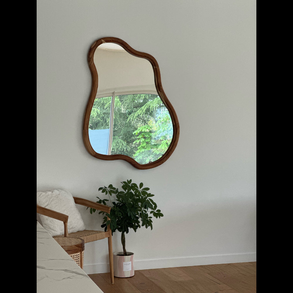 Miroir asymétrique en bois massif - Jati