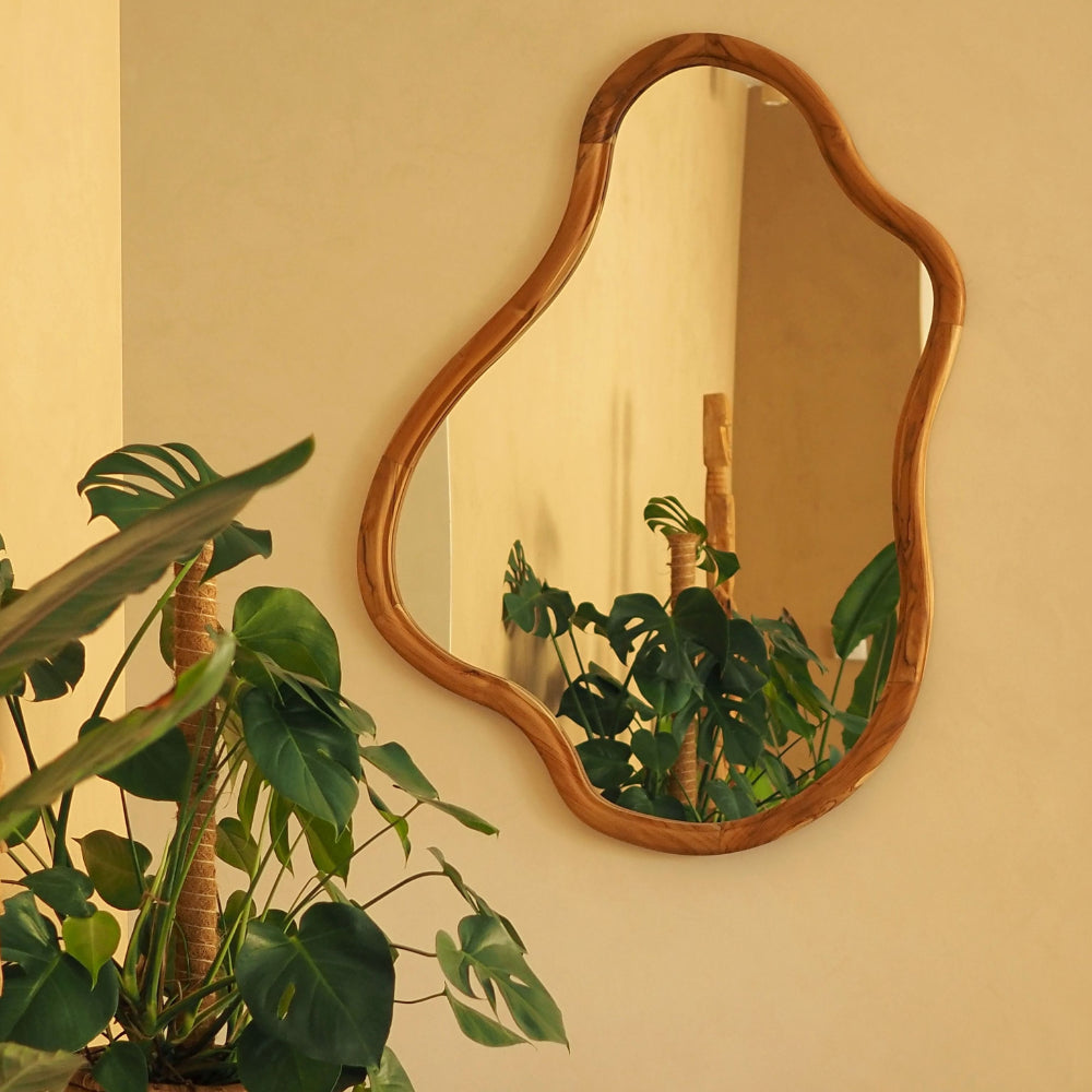 Miroir asymétrique en bois massif - Jati