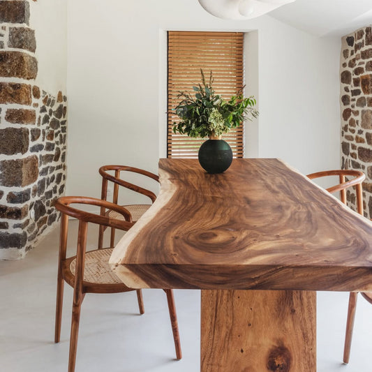 Chaise en bois de teck et cannage - Cinta