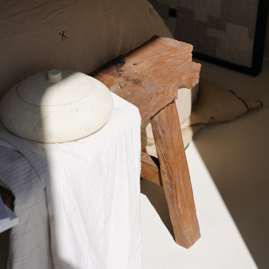 Banc rustique en bois de teck recyclé 120 à 150 cm