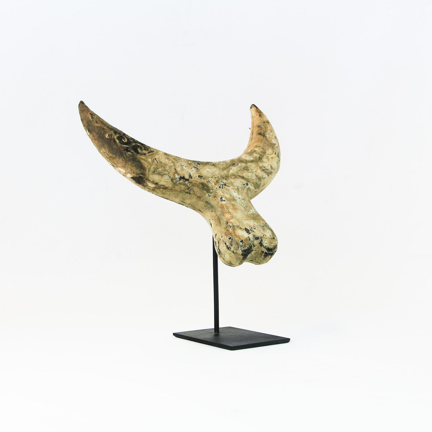 Sculpture en bois : Tête de Buffalo sur socle