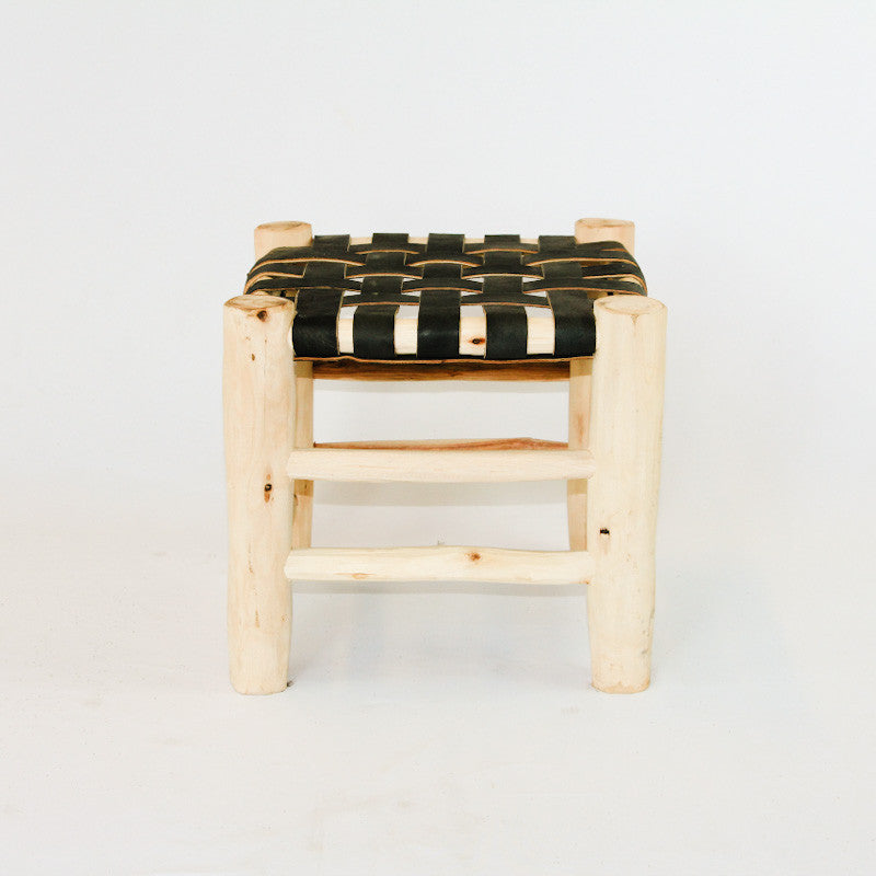 Tabouret tressé en cuir
