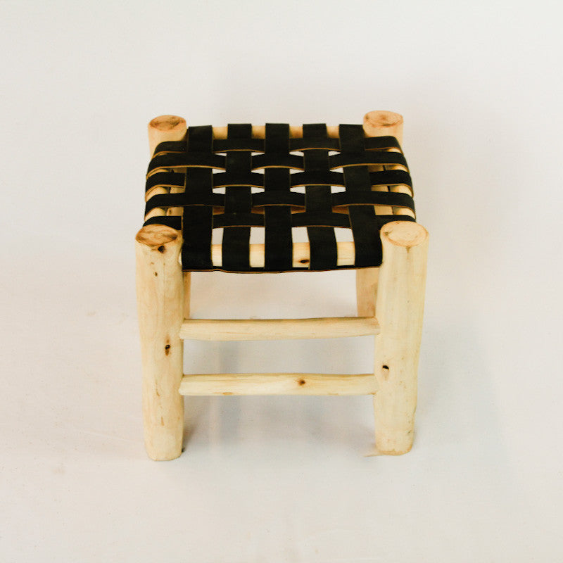 Tabouret tressé en cuir