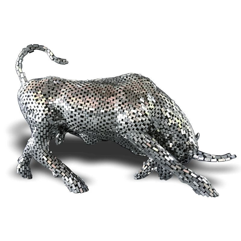 Statue Taureau en inox parallélépipède rectangle