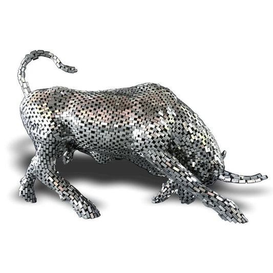 Statue Taureau en inox parallélépipède rectangle
