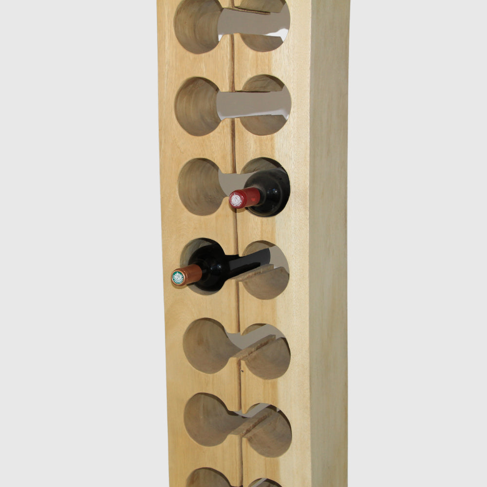 Porte-bouteilles en bois de suar blanchi et pieds métal