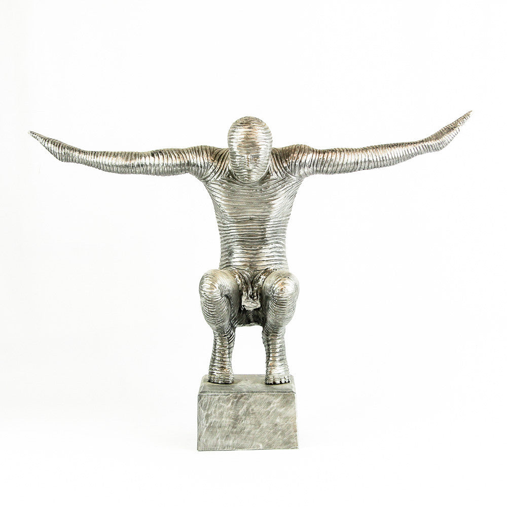 Statue Squat Figure en aluminium (74x25x35 cm)