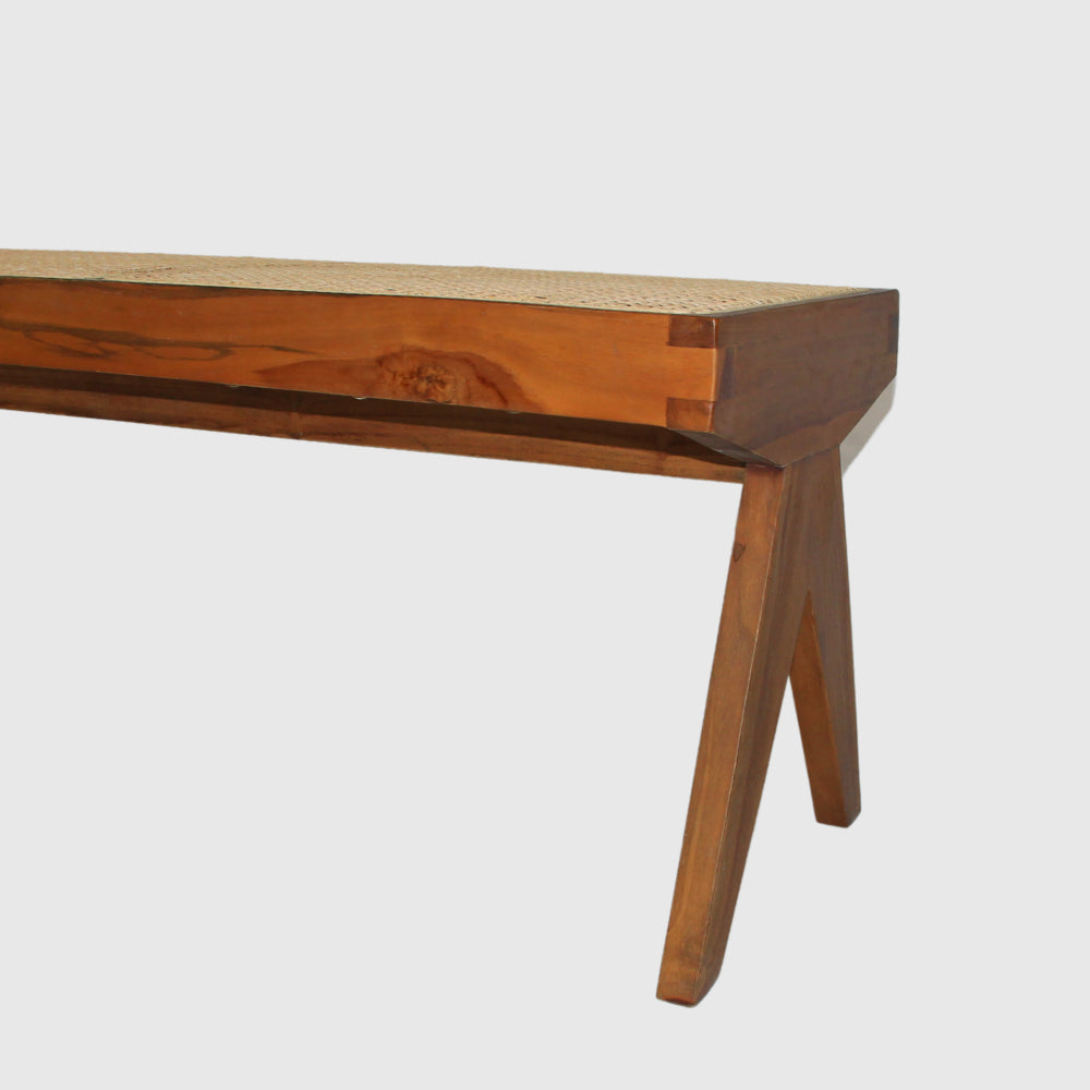 Banc Rattanian en bois de teck et cannage