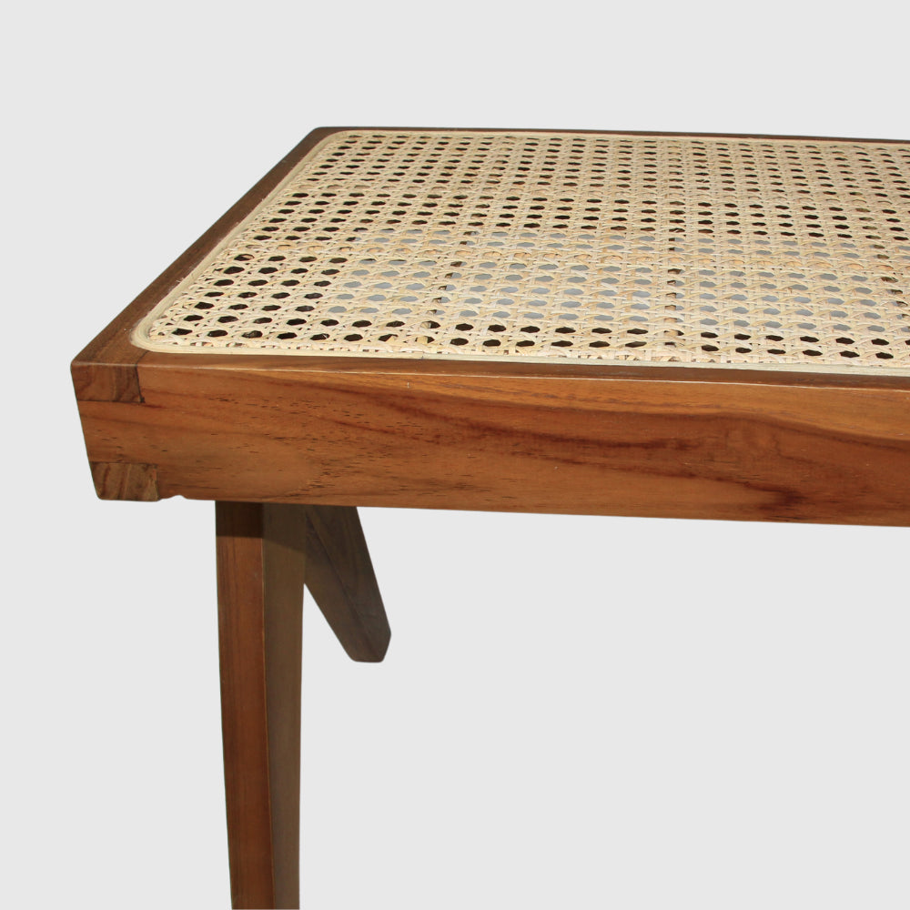 Banc Rattanian en bois de teck et cannage