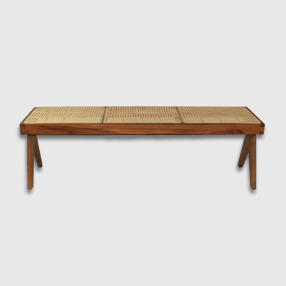 Banc Rattanian en bois de teck et cannage