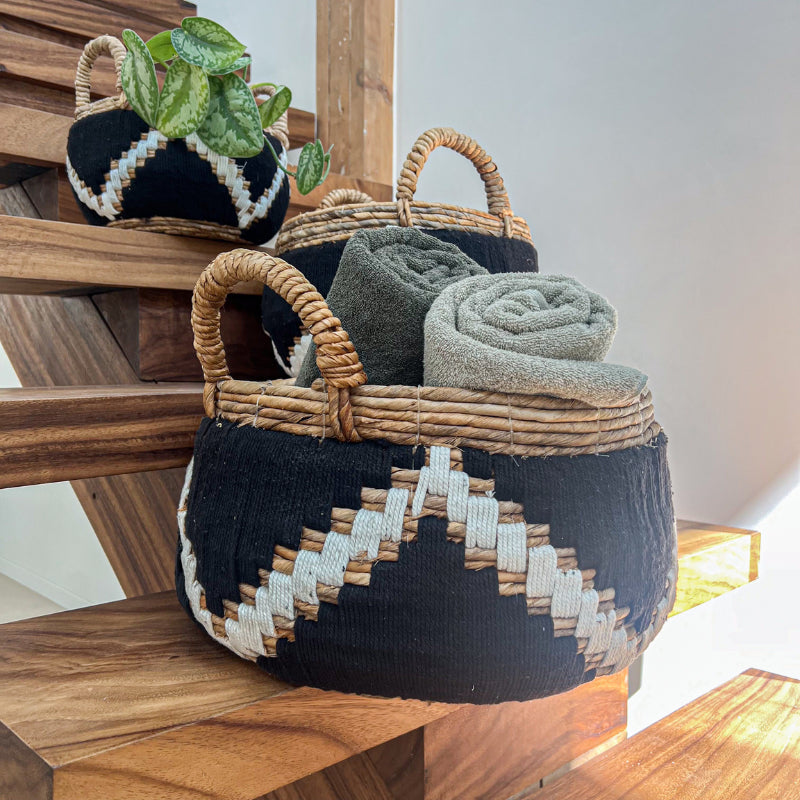 Panier Hidam en fibre de banane naturelle et macramé