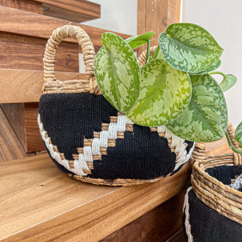 Panier Hidam en fibre de banane naturelle et macramé