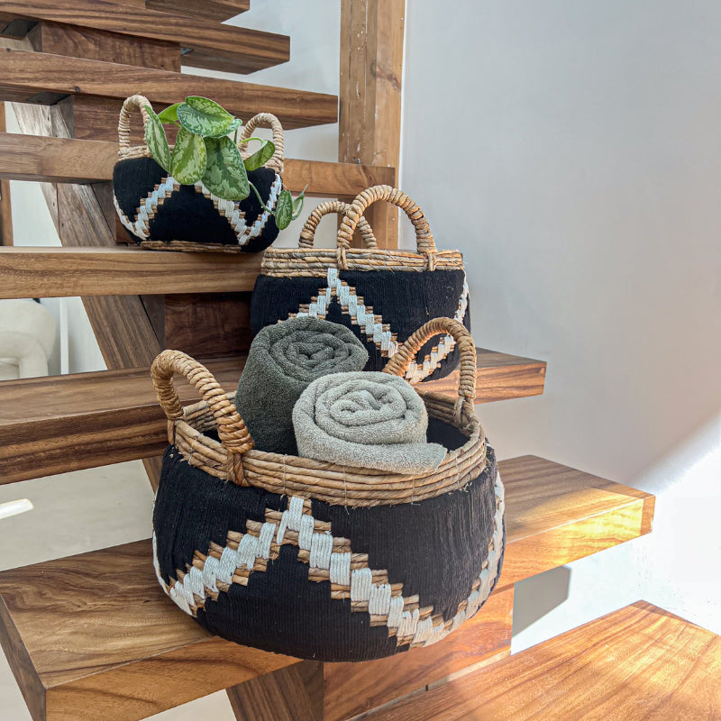 Panier Hidam en fibre de banane naturelle et macramé