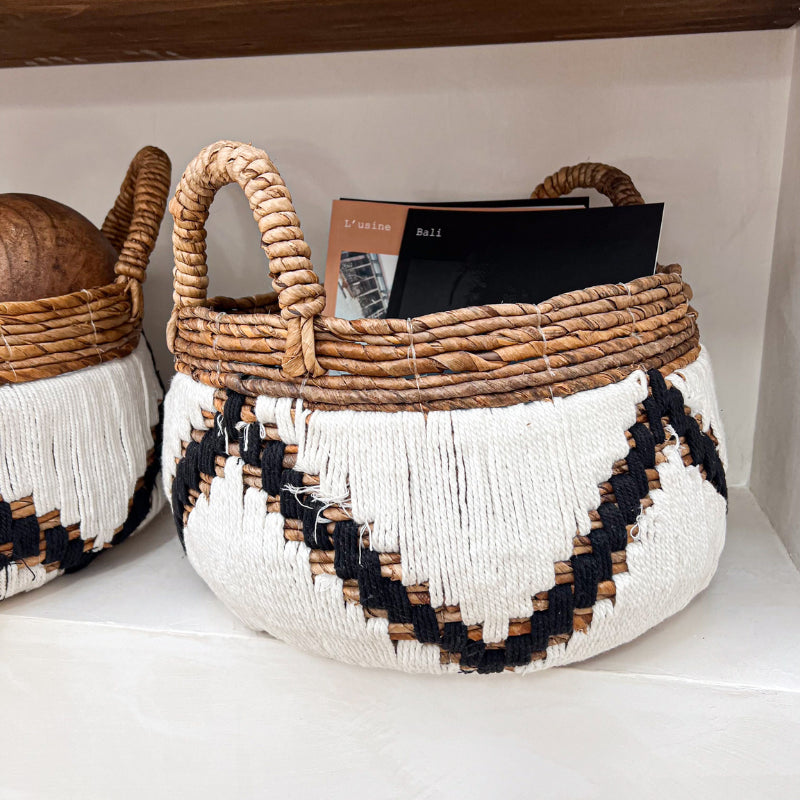 Panier Campur en fibre de banane naturelle et macramé