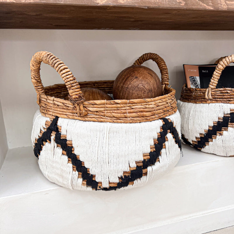 Panier Campur en fibre de banane naturelle et macramé