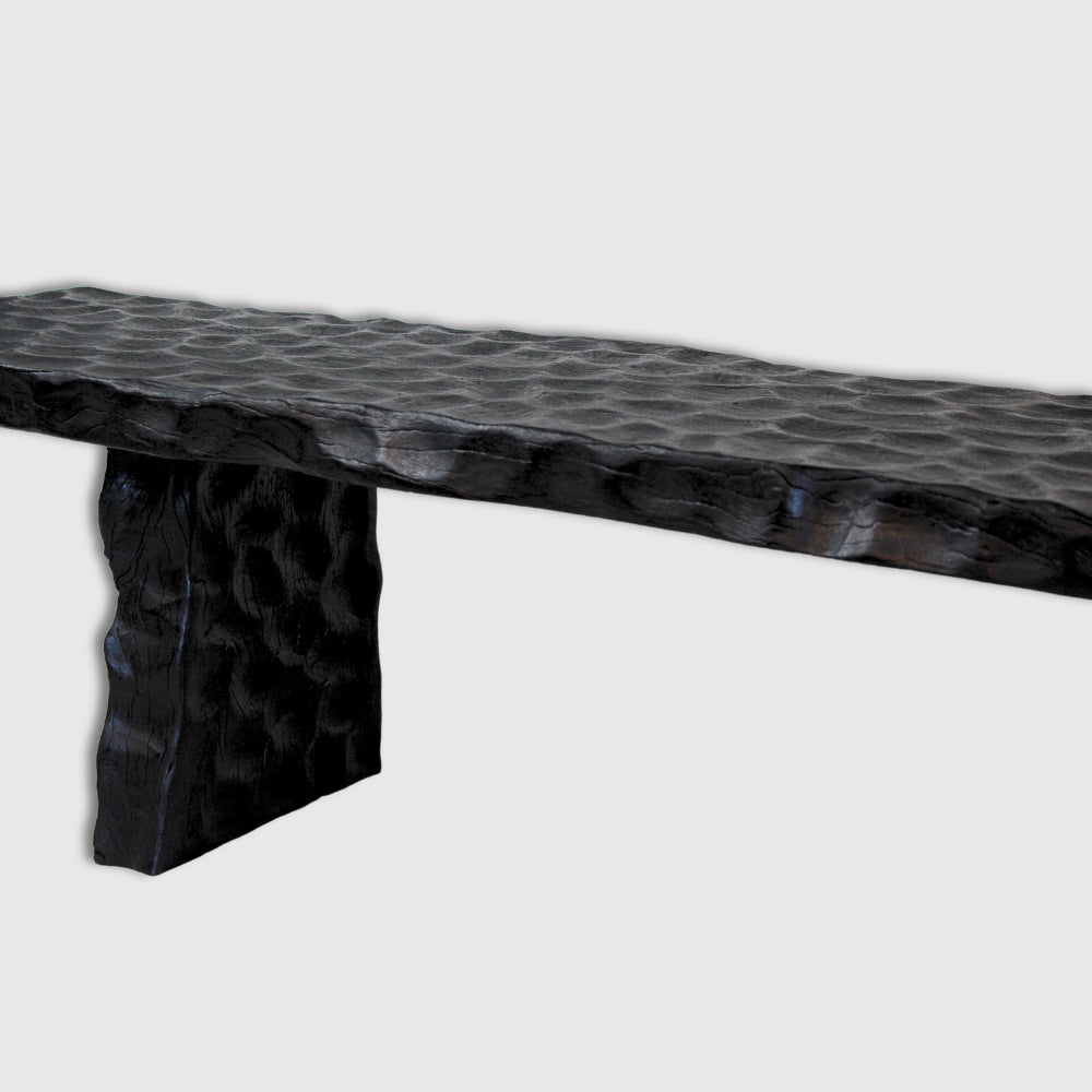 Banc en litchi martelé (198 x 40 x 38 cm)