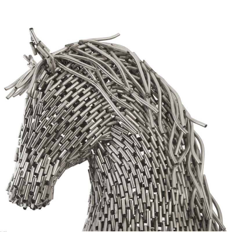 statue cheval cylindre en inox