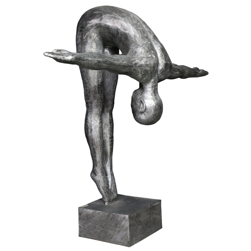 Statue Plongeur en aluminium couleur argent