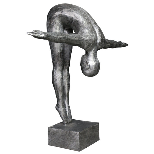 Statue Plongeur en aluminium couleur argent