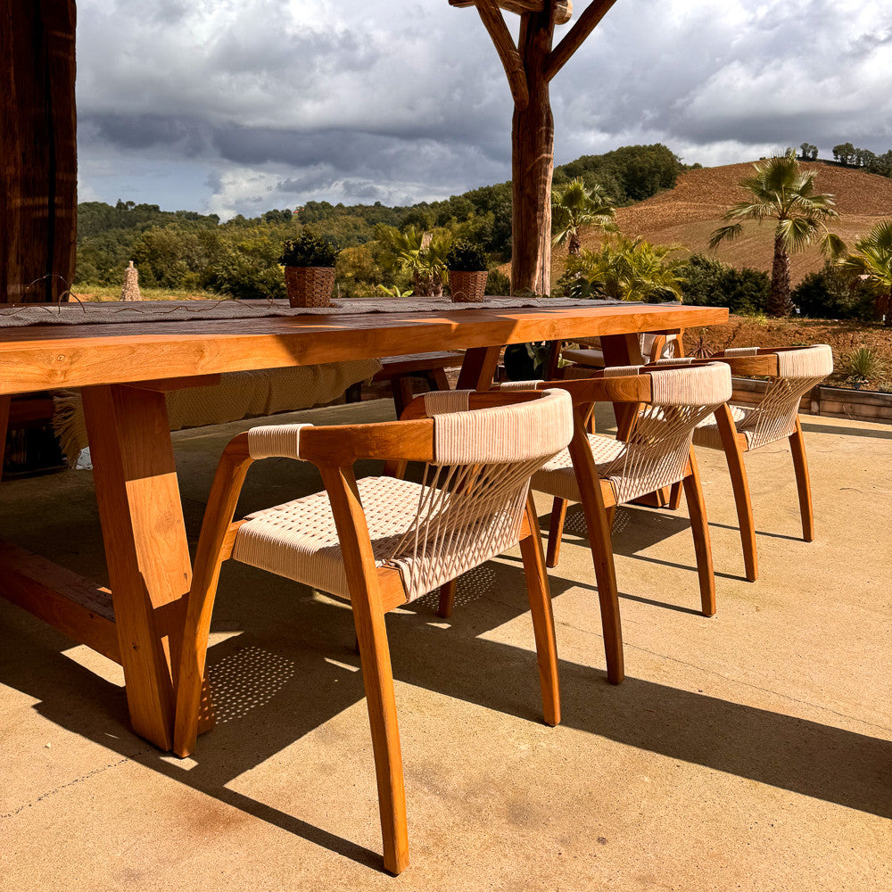 Chaise extérieure en bois de teck et corde synthétique - Douma