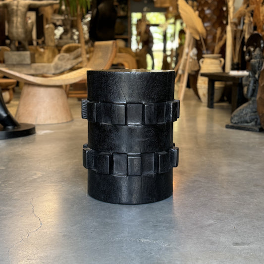 Stool Gear en bois de manguier Noir