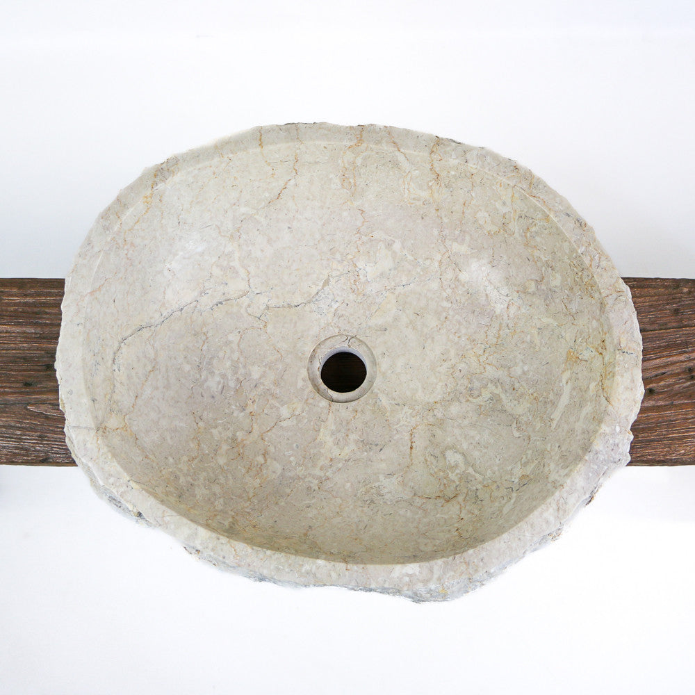 Vasque de salle de bain en marbre blanc - Érosi