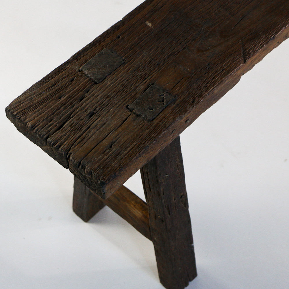 Banc rustique en bois de teck recyclé 120 à 150 cm