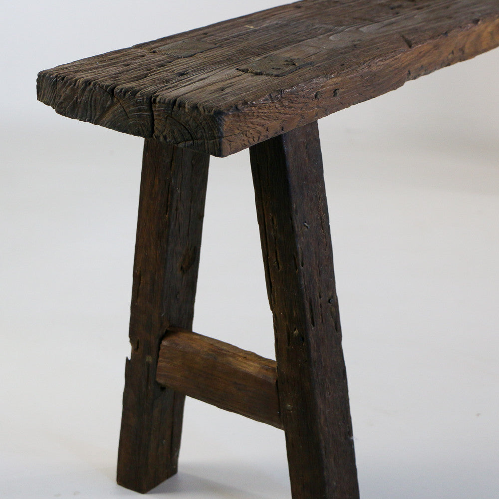 Banc rustique en bois de teck recyclé 120 à 150 cm