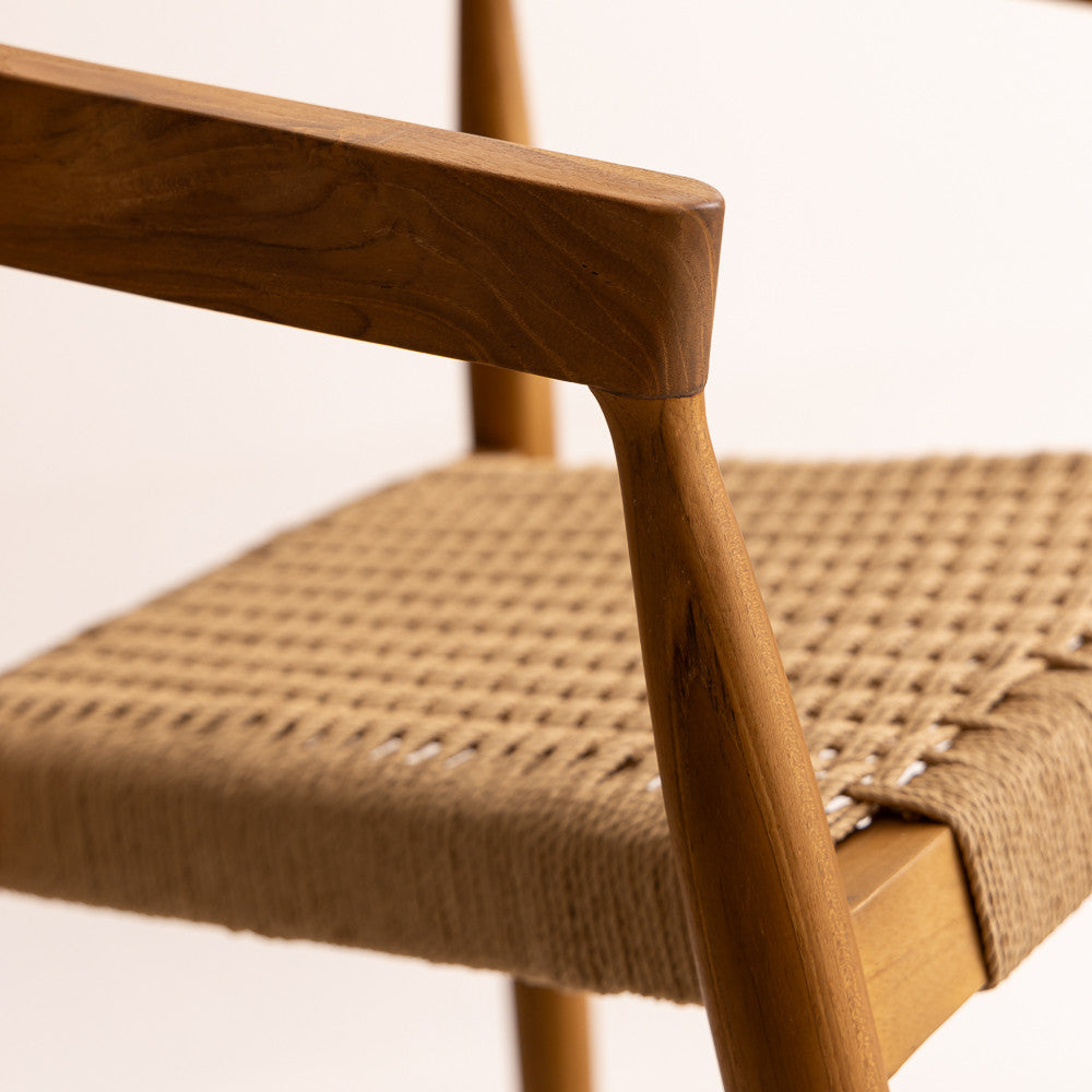 Chaise haute Selly en bois de teck