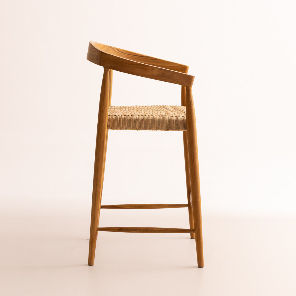 Chaise haute Selly en bois de teck