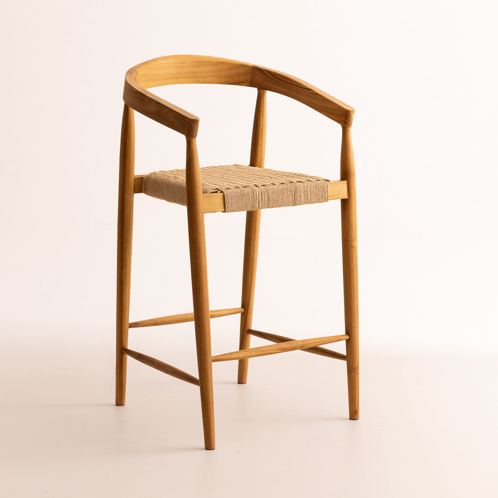 Chaise haute Selly en bois de teck