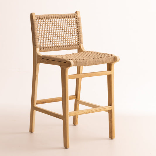 Tabouret en Teck Blanchi et Corde Naturelle - Punta