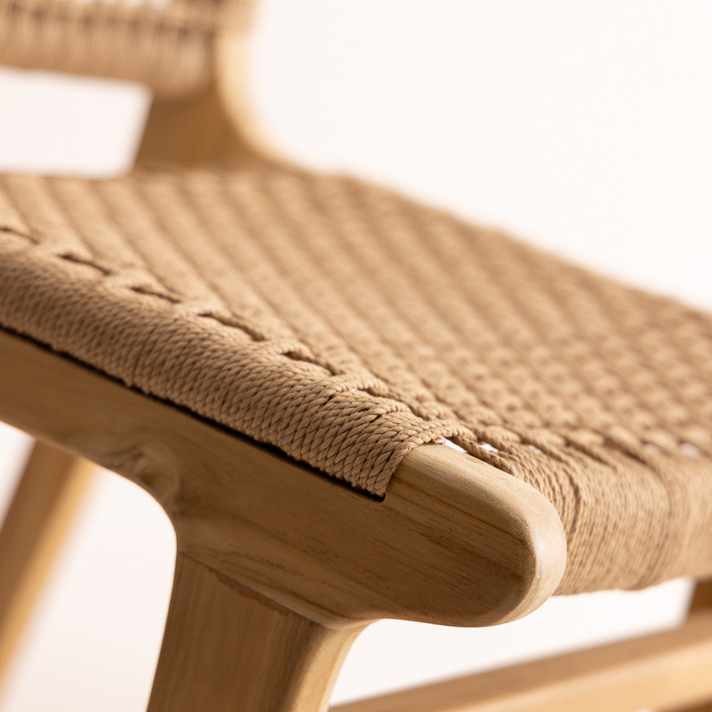 Tabouret en Teck Blanchi et Corde Naturelle - Punta